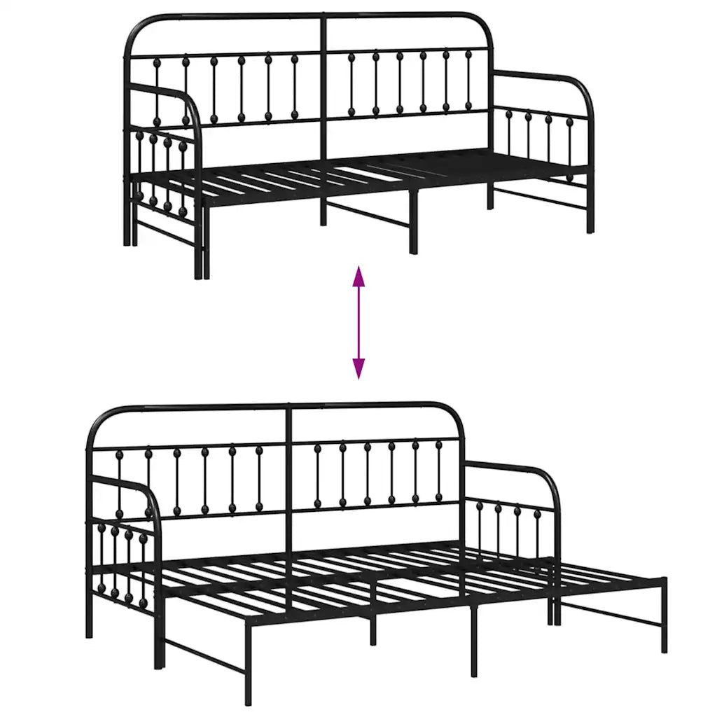 Struttura per letto di giorno Nero 75 x 190 cm 42002635