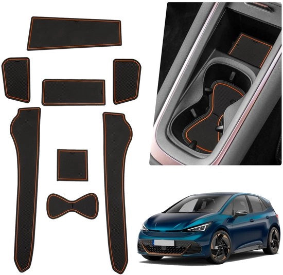 Materassini antiscivolo compatibili con Seat Cupra Born 2022-2024, tappetini in gomma per console centrale dell'auto, pannelli antiscivolo per Cupra Born, pannelli antiscivolo di protezione, pannelli antiscivolo per automobili (arancione)