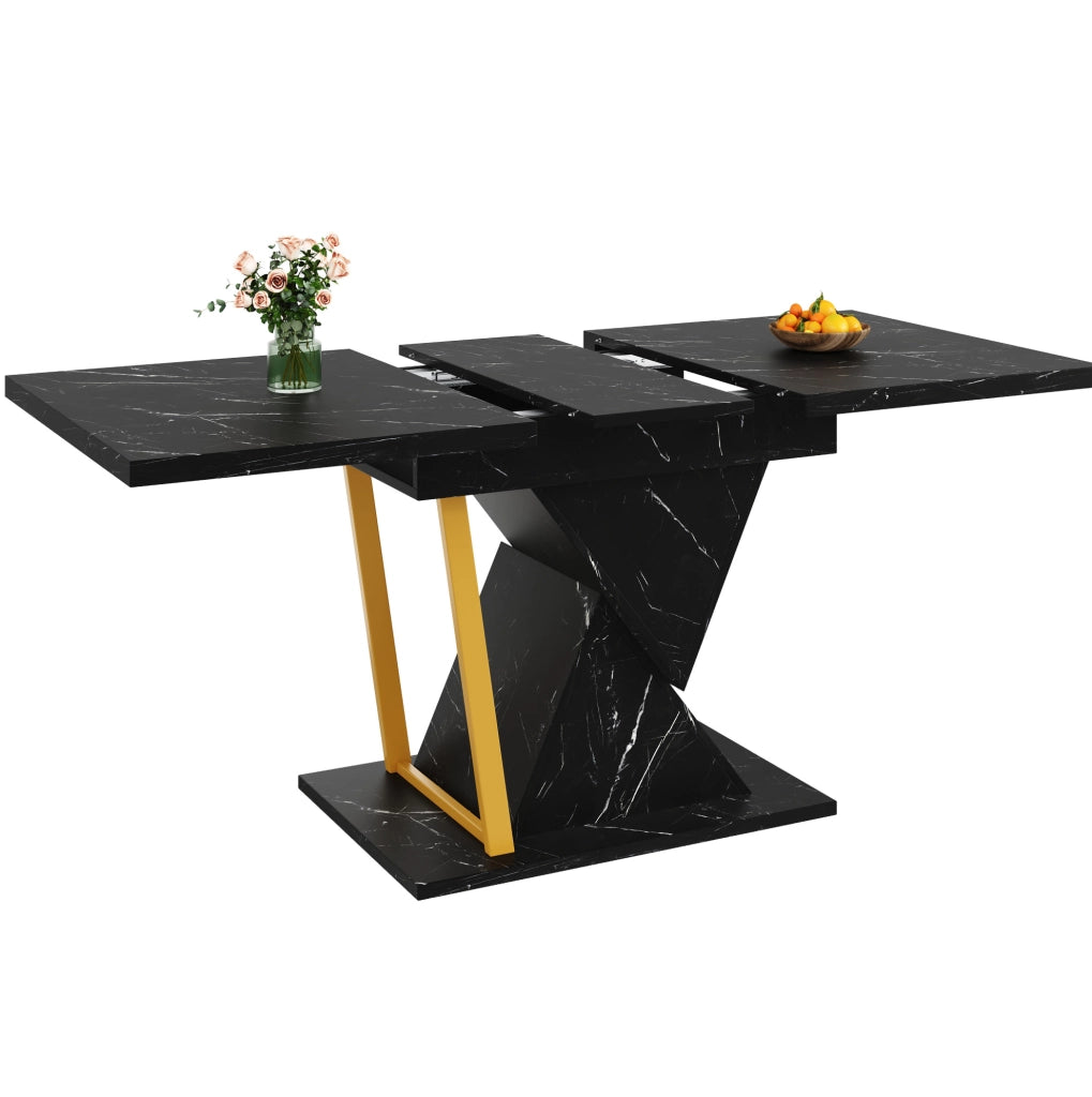 Tavolo da pranzo estensibile 110-140x80x76 cm; MDF e metallo nero