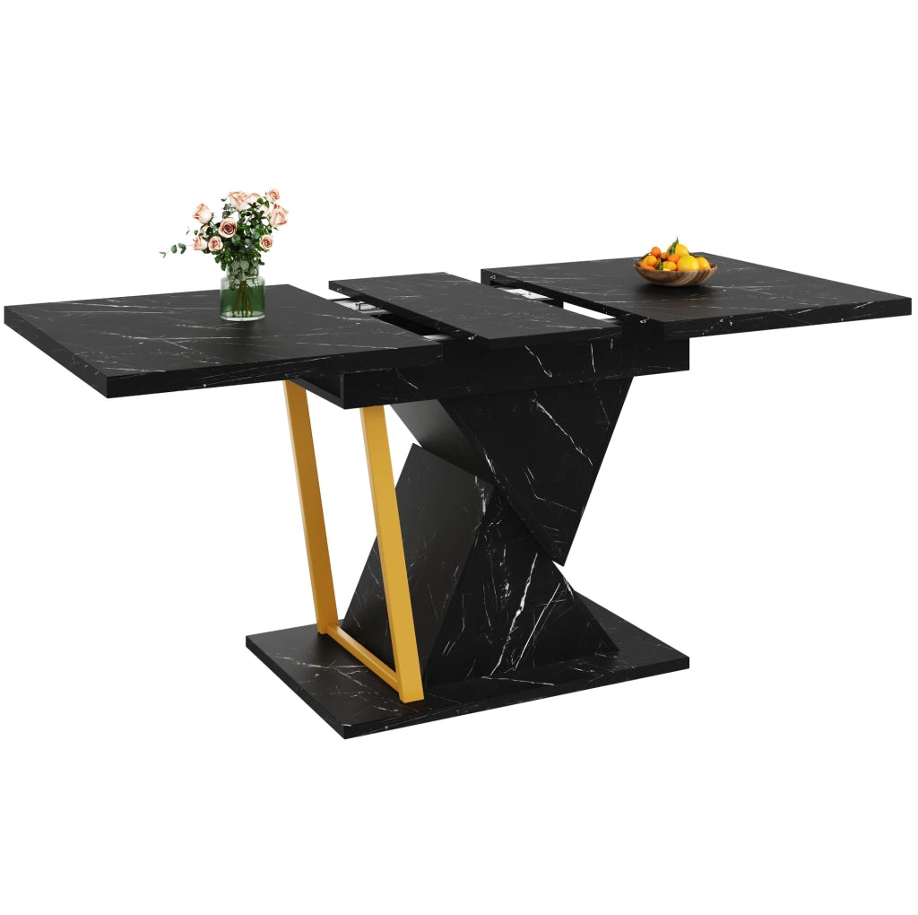 Tavolo da pranzo estensibile 110-140x80x76 cm; MDF e metallo nero