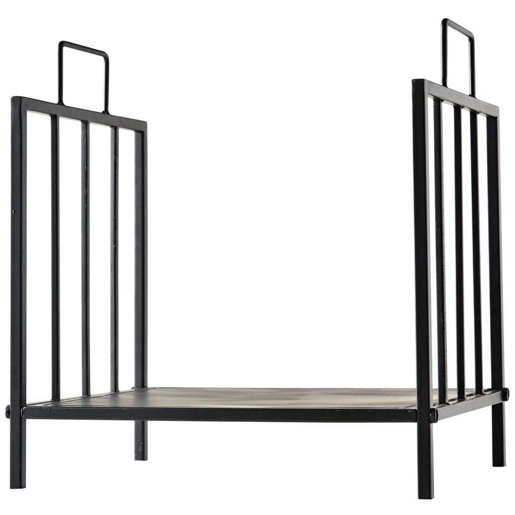 Portalegna per Camino con maniglie in Metallo 44,5x33x46,5 cm da Interno ed Esterno Max 15Kg Nero