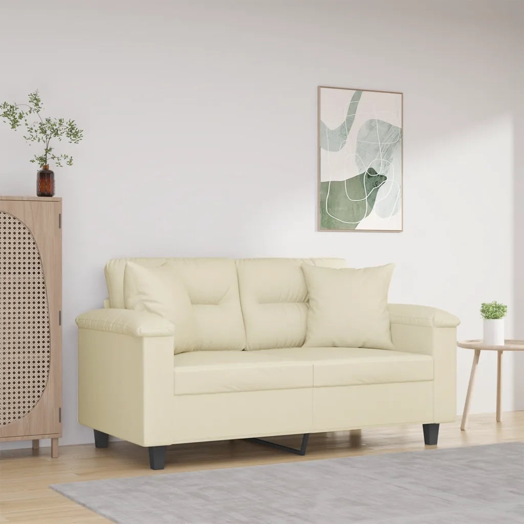 Divano a 2 Posti con Cuscini Crema 120 cm in Similpellecod mxl 120702