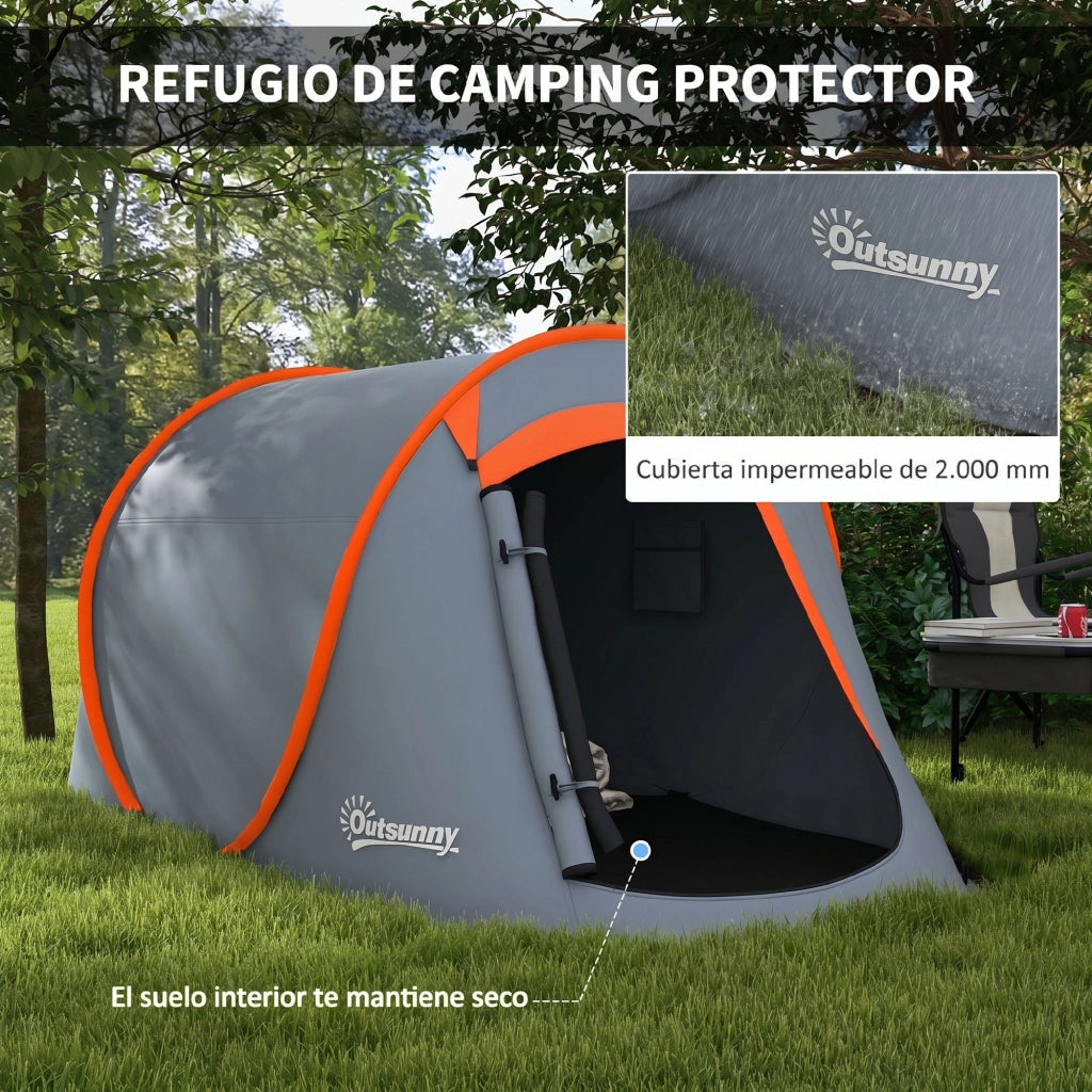 Tenda da Campeggio Pop-Up 2-3 Persone ¨C Xylo ¨C Impermeabile 2000mm Grigio 245x148x105cm