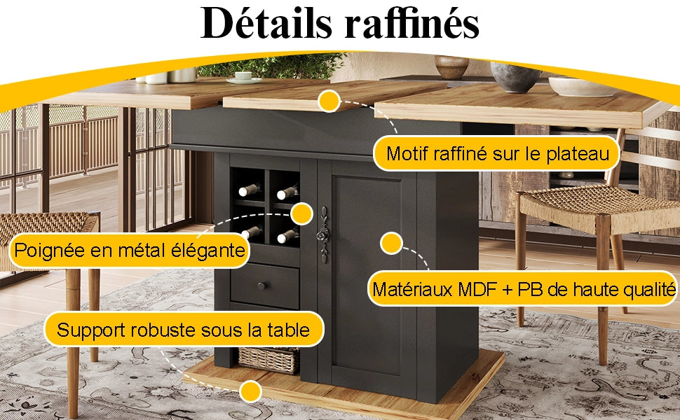 Tavolo da Pranzo Allungabile con Vino e Cassetti ¨C Xylo ¨C 110-140x80 cm, 4-6 Persone