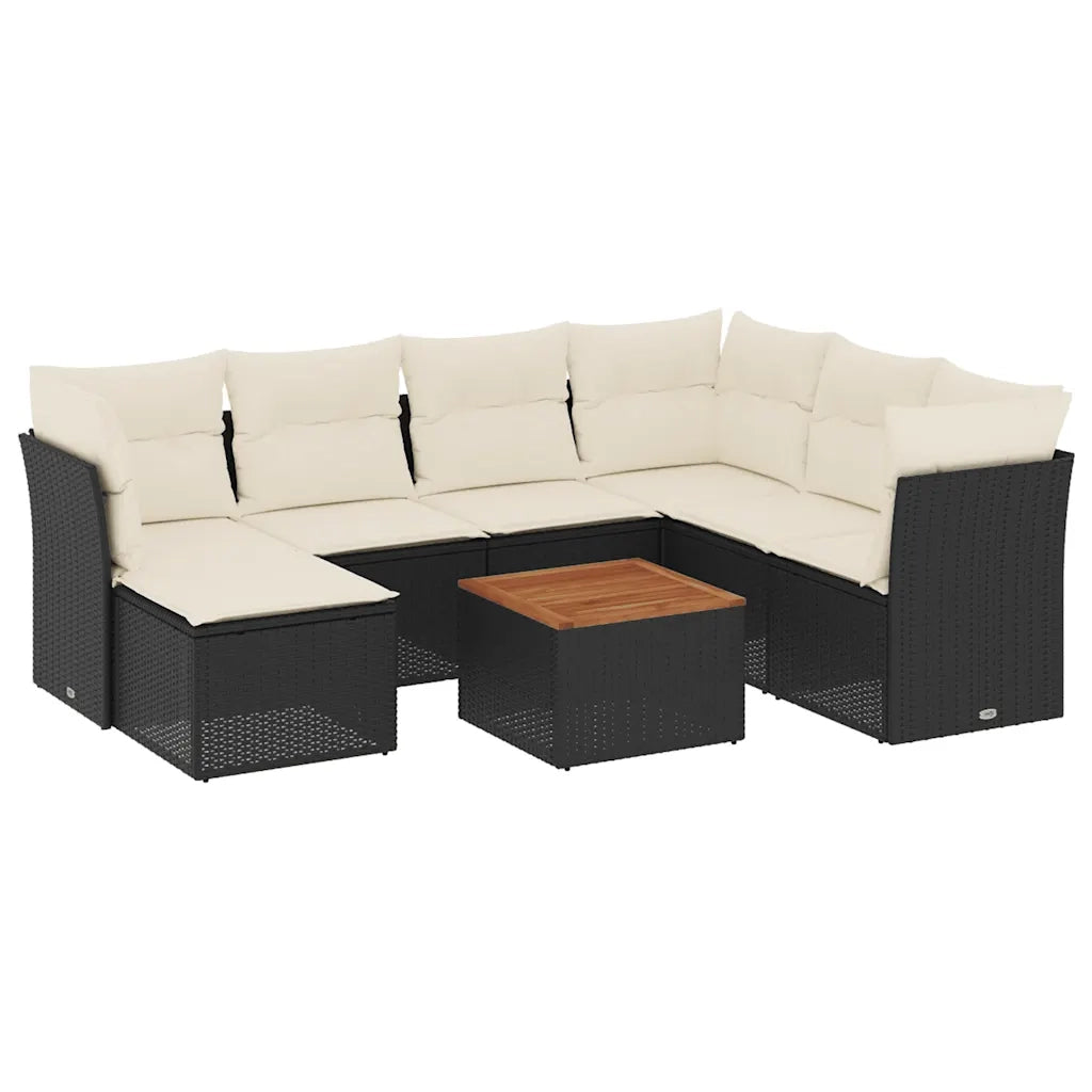Set Divani da Giardino con Cuscini 8 pz Nero in Polyrattancod mxl 91593