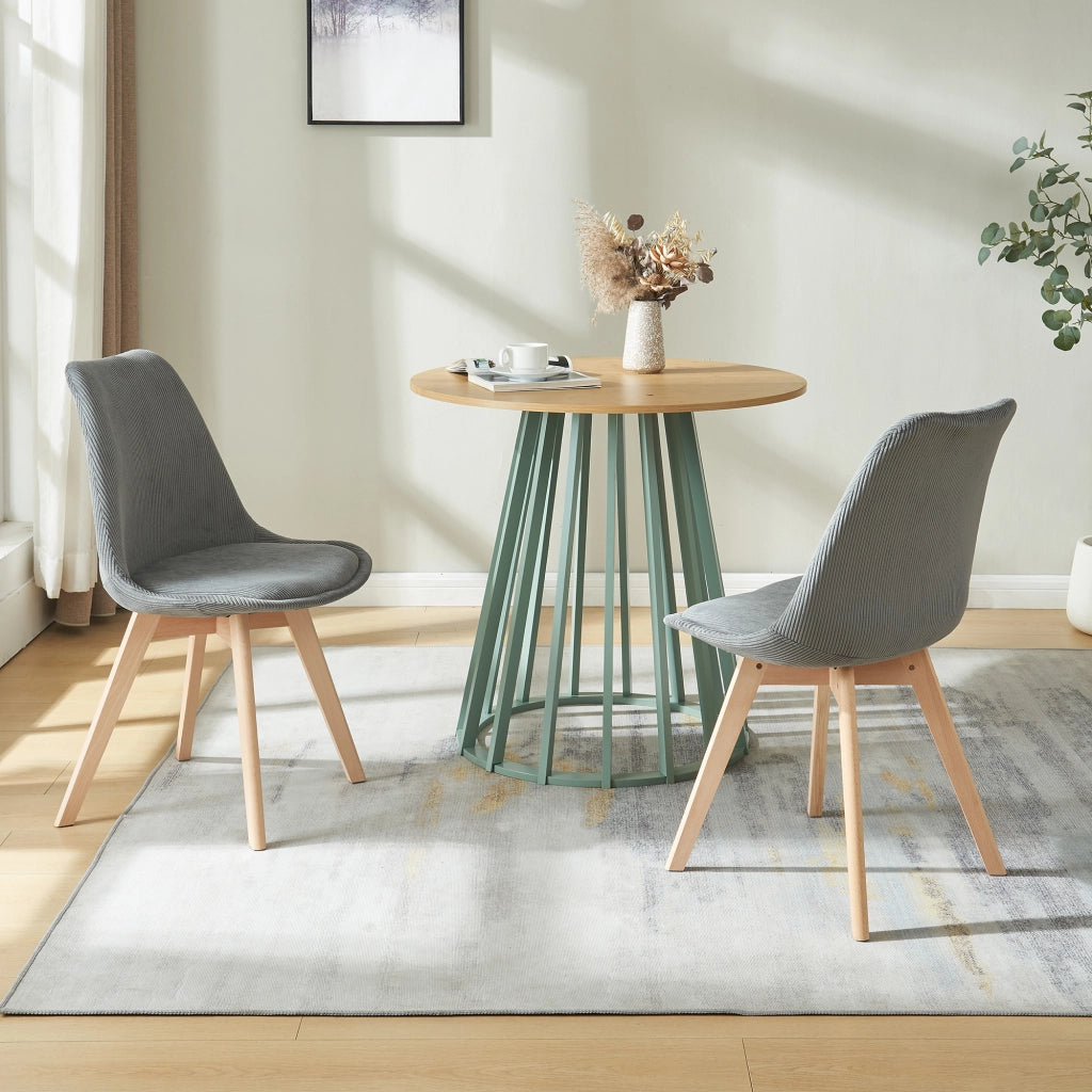 Set Fläten di 2 Sedie da Sala con Seduta Imbottita Rivestimento in Velluto a Coste Grigio [en.casa]