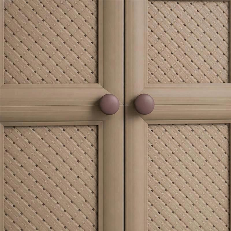 ARMADIO 2 MODULI TAUPE 79X43X85,5 CM CON ANTE TRAFORATE – MOBILE CONTENITORE DECORATIVO PER ZONA LIVING