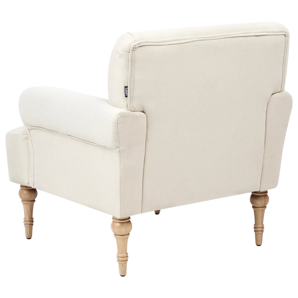 Poltrona Beige chiaro Tessuto poliestere idrorepellente Gambe in legno di gomma Arredamento minimalista retrò per il soggiorno
