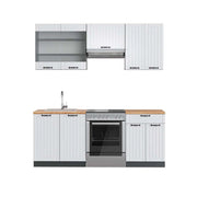 Cucina componibile Fame-Line Bianco rustico/Antracite 200 cm, PL Rovere Vicco