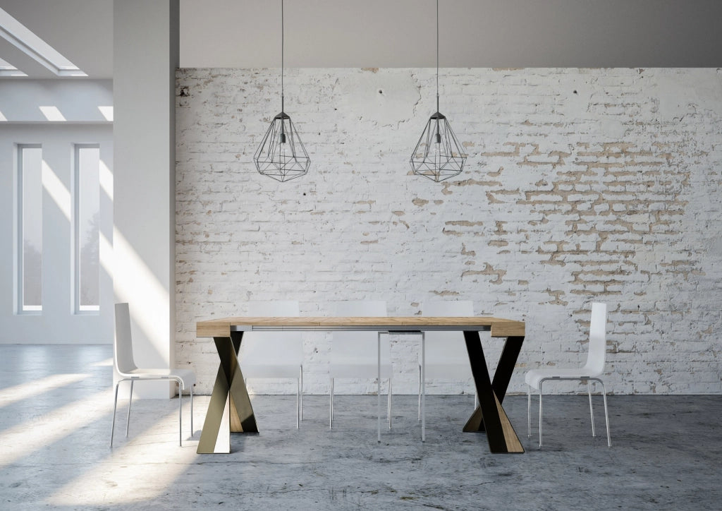 Consolle allungabile 90x40/196 cm Diagis Small Quercia Natura telaio Antracite