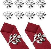 Set di 10 anelli di servizio in argento con forma di foglia per matrimoni, Natale e decorazioni di tavola festive