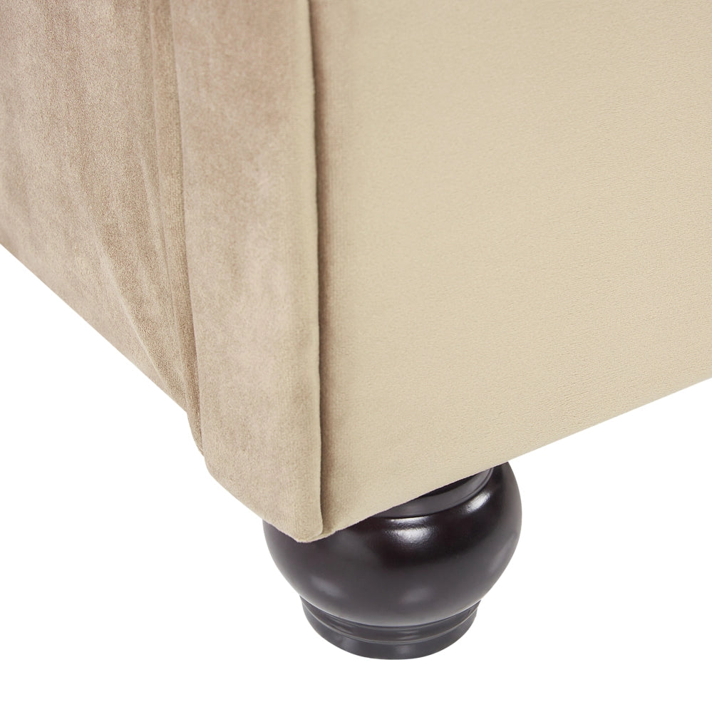 Letto ad acqua in velluto beige 180 x 200 cm con testiera trapuntata stile glamour