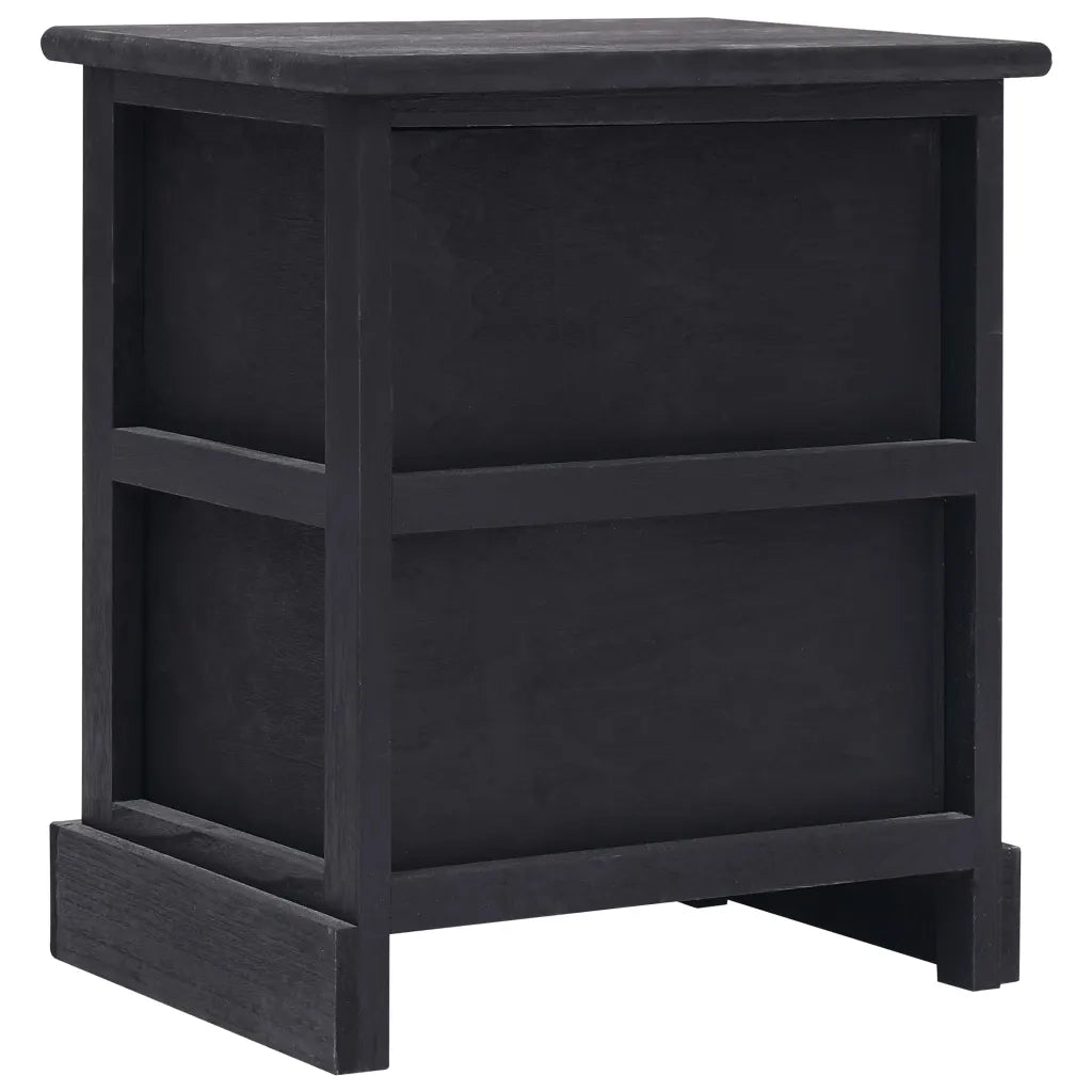 Set di 2 Comodini | Armadio da Notte | Mobiletto da notte Neri 38x28x45 cm in Legno di Paulonia