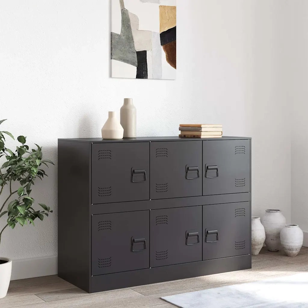 Credenza-Buffet-Armadio da cucina Nera 99x39x73 cm in Acciaio 985079