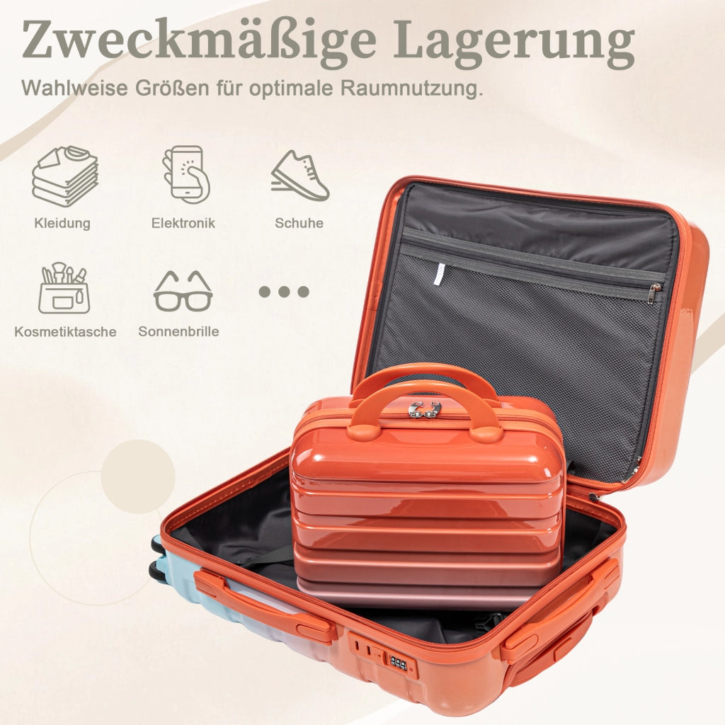 Set di valigie 2 pezzi da viaggio in PC con ruote girevoli chiusura a combinazione e beauty case rimovibile rosso