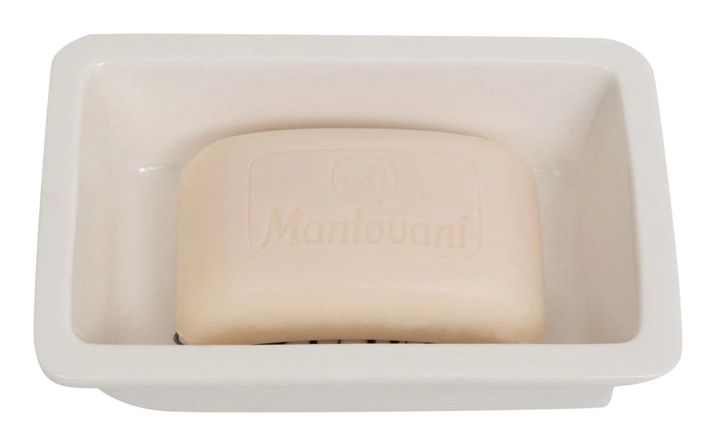 Biscottini Porta saponetta svuota tasche in porcellana bianca decorata "Le Bain Paris" L14xPR9,8xH4 cm