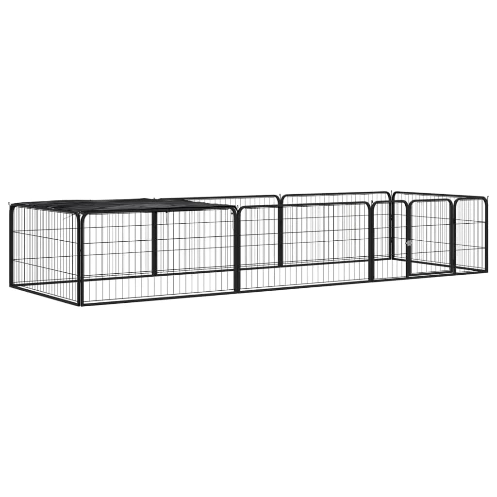 Recinto per cani 8 pannelli 100 x 50 cm acciaio verniciato a polvere nero 02_0043649