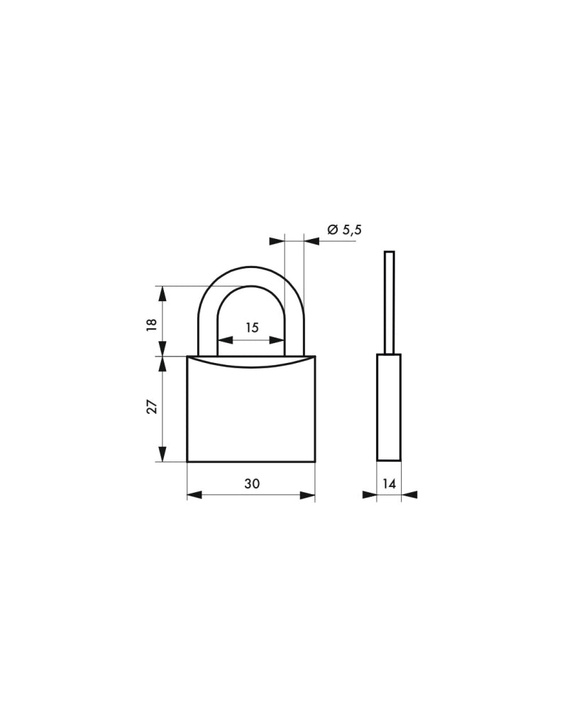 Lucchetto Better World, acciaio, interno, arco in acciaio, 30 mm, 3 chiavi – THIRARD