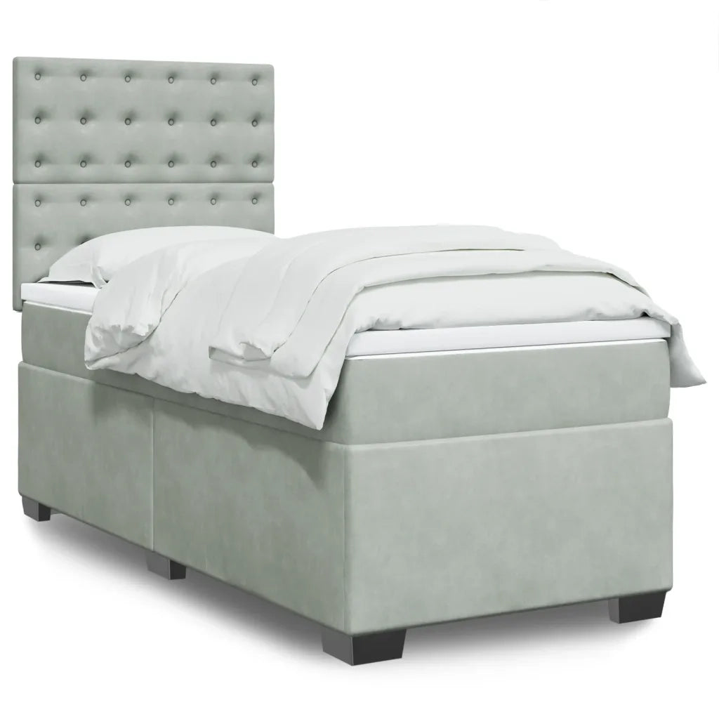 Giroletto a Molle con Materasso Grigio Chiaro 90x200 cm Velluto 3290822