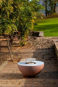 Barbecue a Legna Ø80x42 cm Tulipano in Acciaio Effetto Ruggine