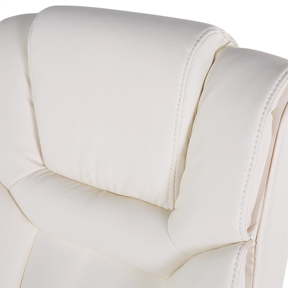 Sedia dirigenziale da ufficio in ecopelle beige con ruote regolabili in altezza del sedile girevoli
