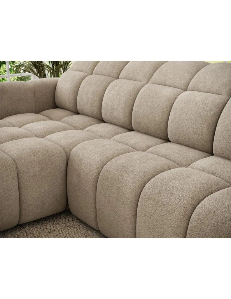 Divano ad angolo elettrico FANOTI 3 posti beige – angolo sinistro – versione 2