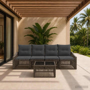 Set Divano da Giardino 5 pz Grigio polyrattan 3435932