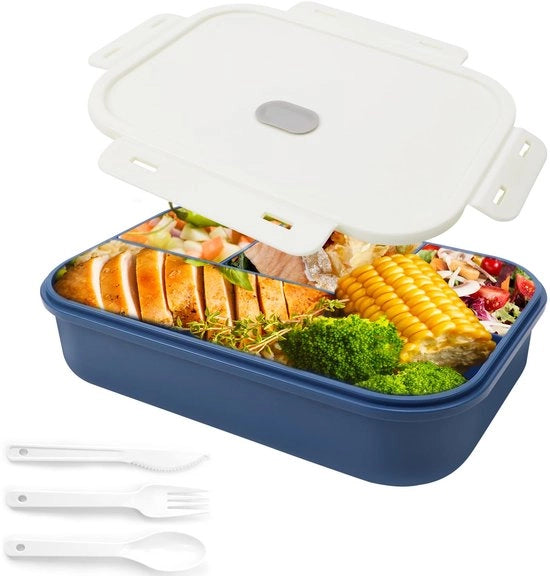 Borsa da picnic per bambini con divisori 1400ml, borsa da snack per bambini con 4 divisori e utensili.