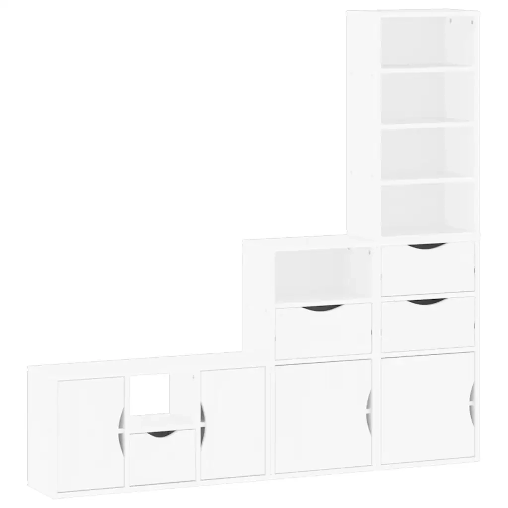 Mobile TV 4 pz con Contenitore ODDA Bianco in Legno di Pino 3365381