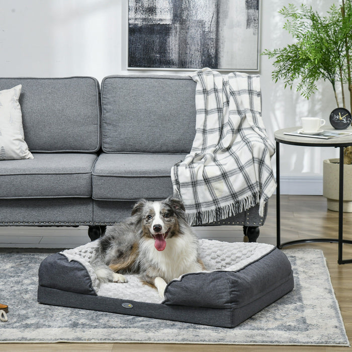 Cuccia Imbottita per Cani Taglia Media con Cuscino Rimovibile Lavabile 90x69x21cm Grigio Carbone