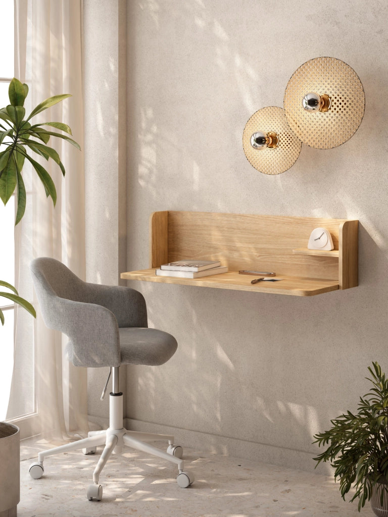 Scrivania da parete Herdasa effetto roble dorado 25x90x35