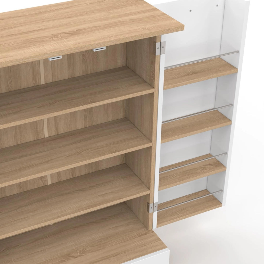 Cassettiera bassa da cucina ALTO H.90 cm con contenitori bianchi e in legno