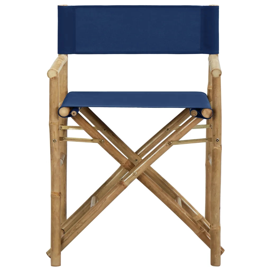 Sedie da Regista Pieghevoli 2 pz Blu in Bambù e Tela 313030