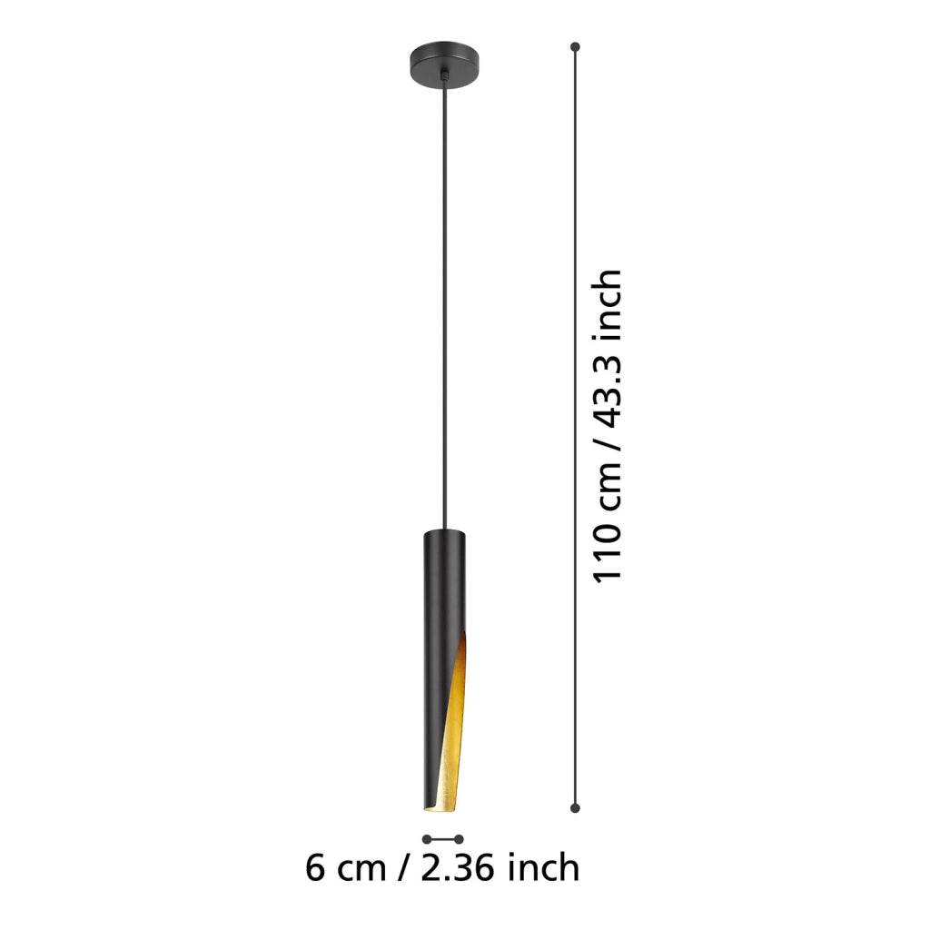Lampadario A Sospensione Moderno Barbotto Acciaio Nero Oro 1 Luce Gu10 4,5W