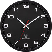 Orologio a muro radiocomandato silenzioso 30cm - nero - alimentato da batterie - facile da leggere