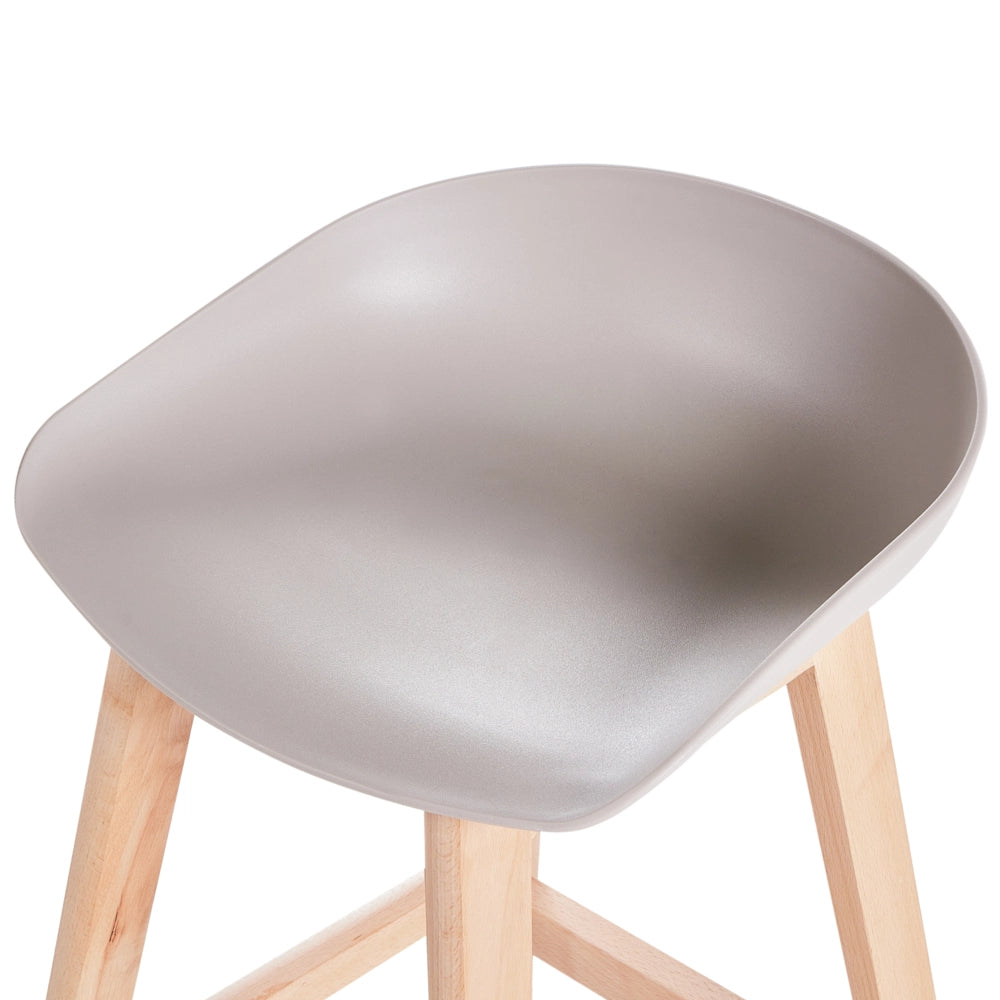 Set di 2 sgabelli da bar in legno chiaro e plastica color tortora 85 cm Sedia da banco