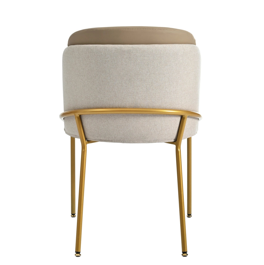Sedia da pranzo con schienale ergonomico e piedini regolabili in legno e metallo; beige e khaki