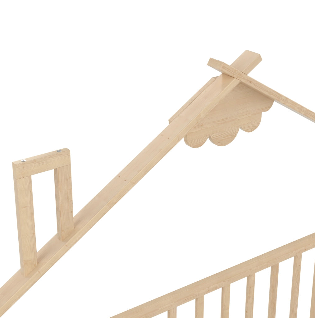 Letto per bambini 90x190 cm; casetta con sponde e chiusura; pino e MDF; colore naturale (Senza materasso)