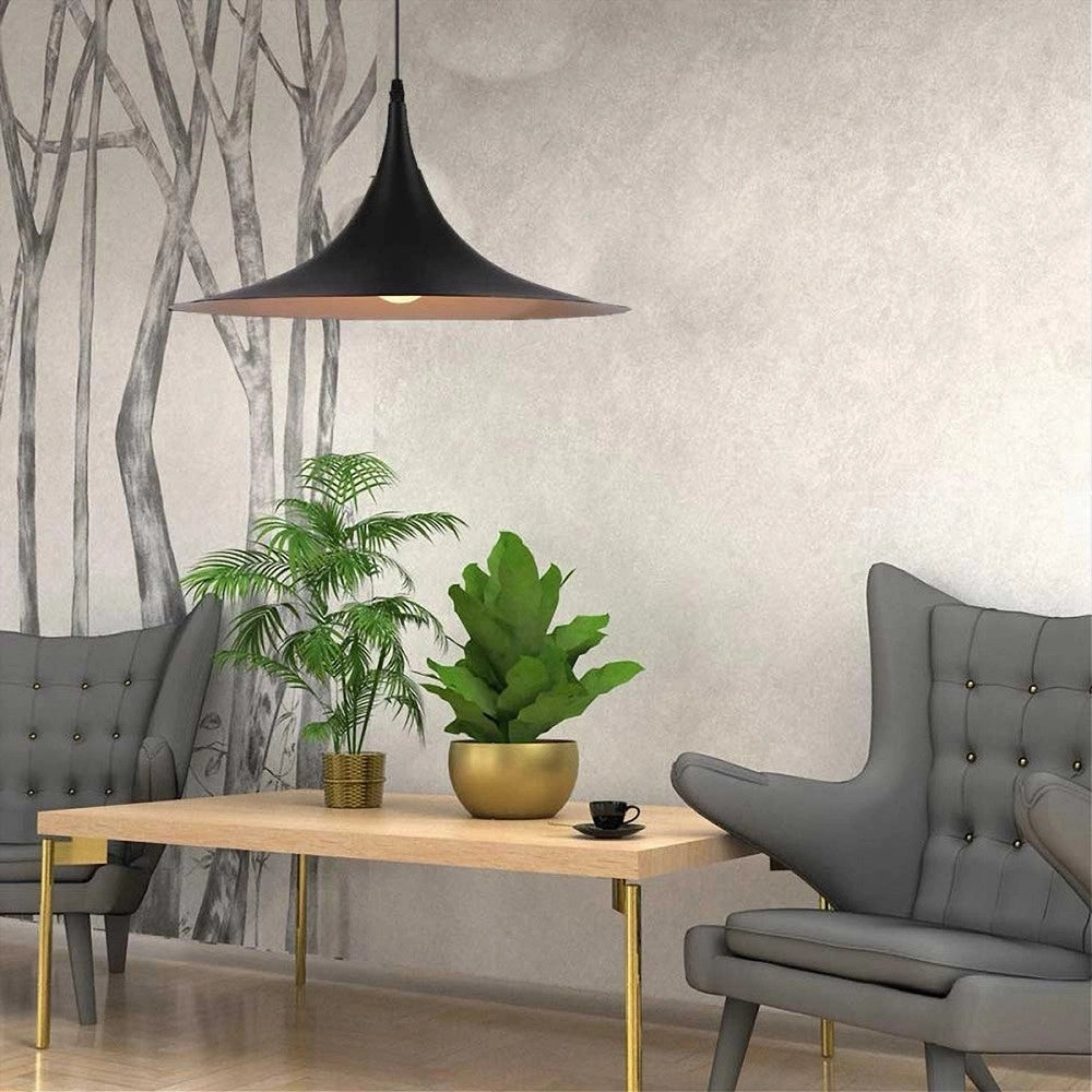Trade Shop - Lampadario A Sospensione Stile Contemporaneo In Metallo Decorativo Luce E27 B98 - Nero