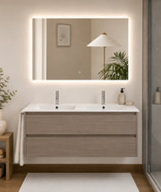 Mobile bagno con lavabo ORIGENBATH IBIZA senza specchio 120x45 cm doppio lavabo rovere smoky