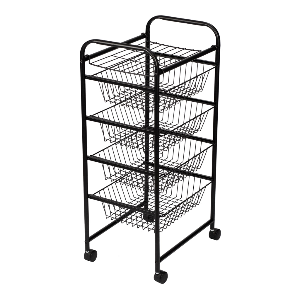 Carrello da Cucina 'Rudbjerg' Carrello con 4 Cesti a Rete e Piano Rimovibile Scaffale per Conservare Frutta e Verdura [en.casa]