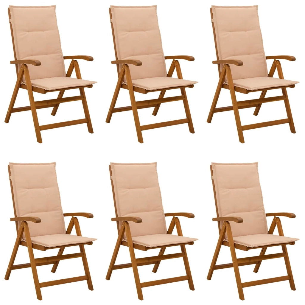 Sedie da giardino reclinabili 6 pz Naturale 3434472