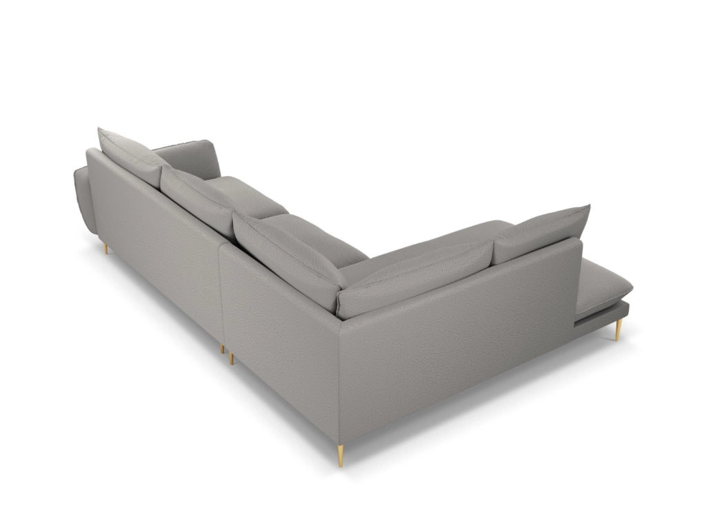 Cosmopolitan Design - Divano angolare sinistro "Vienna" 6 posti in bouclé grigio 