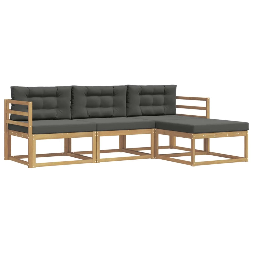 Set di divani da esterno 4 pz Bianco e Antracite Poliestere 3386256