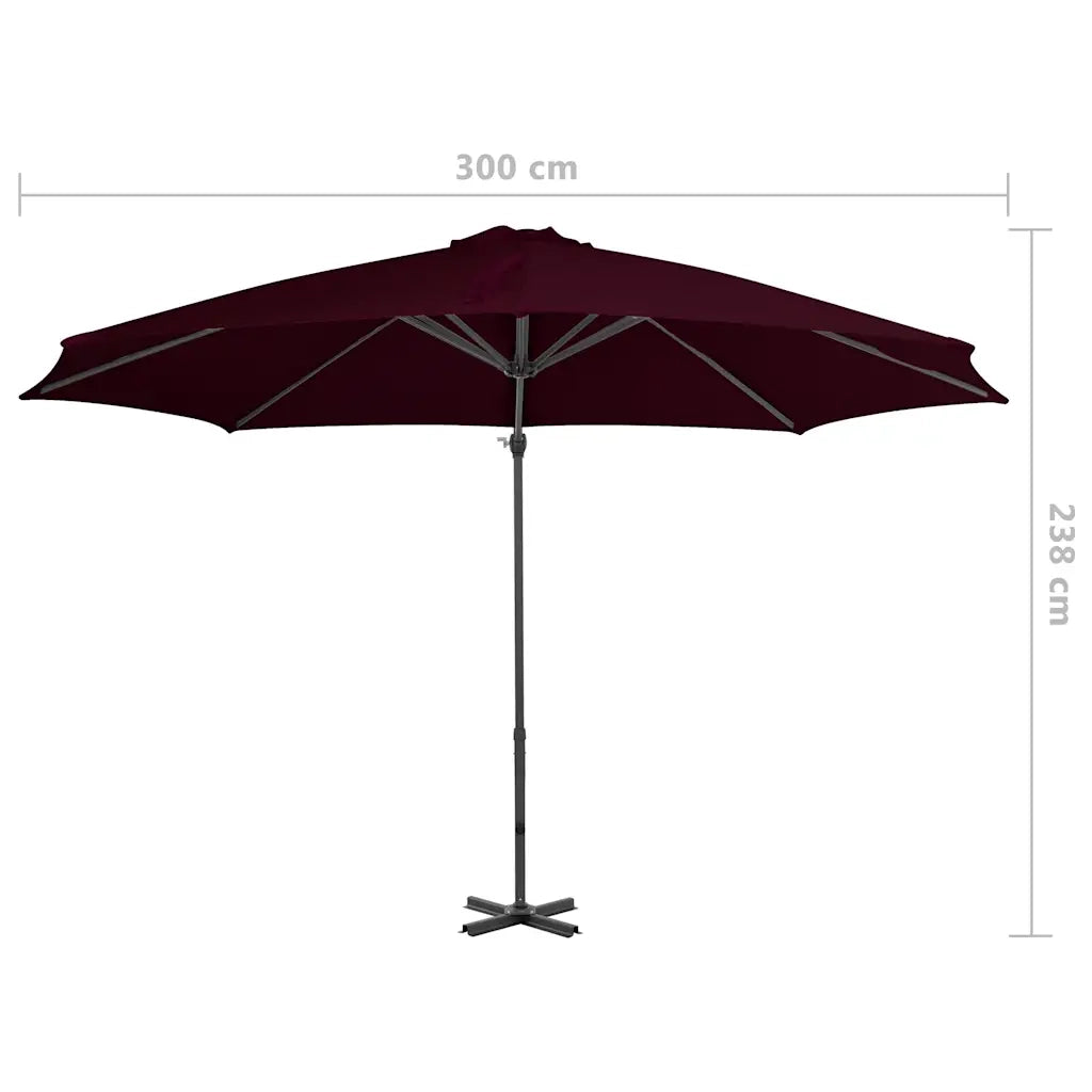 Ombrellone a Sbalzo con Palo in Alluminio 300 cm Rosso 312306