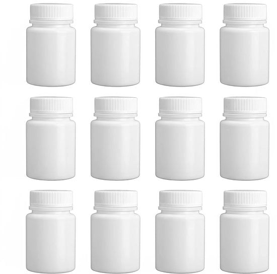 Contenitore medico 100ml - 12 pezzi - Ospedalità rotonda - Materiale plastico - Qualità medica - Bocchetta a vite - Fiala farmaceutica