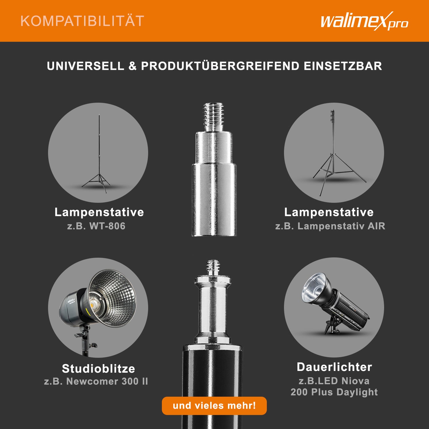 Braccio per stativo a giraffa, con zavorra a borsa, estensibile 120-220 cm, carico max 8 kg, ideale per luci, flash, softbox