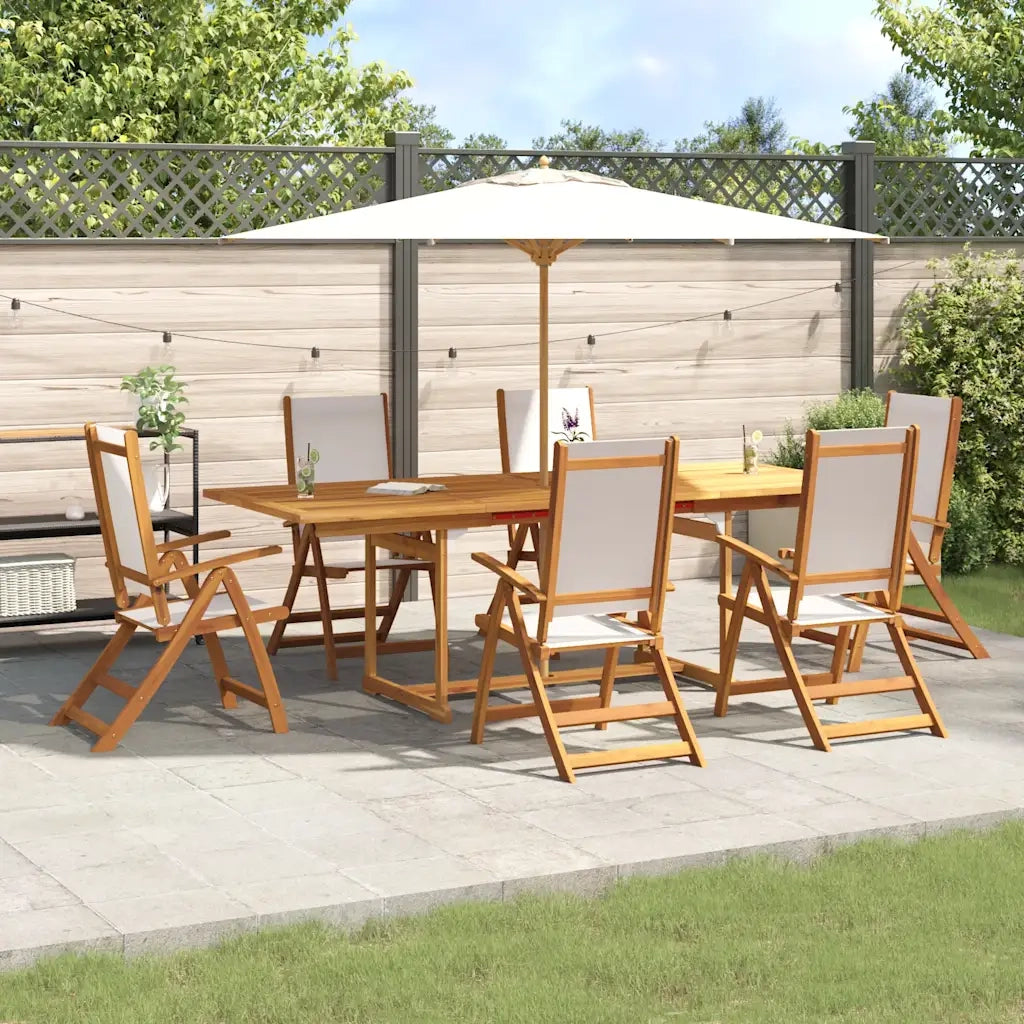 Set Pranzo da Giardino 7pz Legno Massello di Acacia e Textilene
