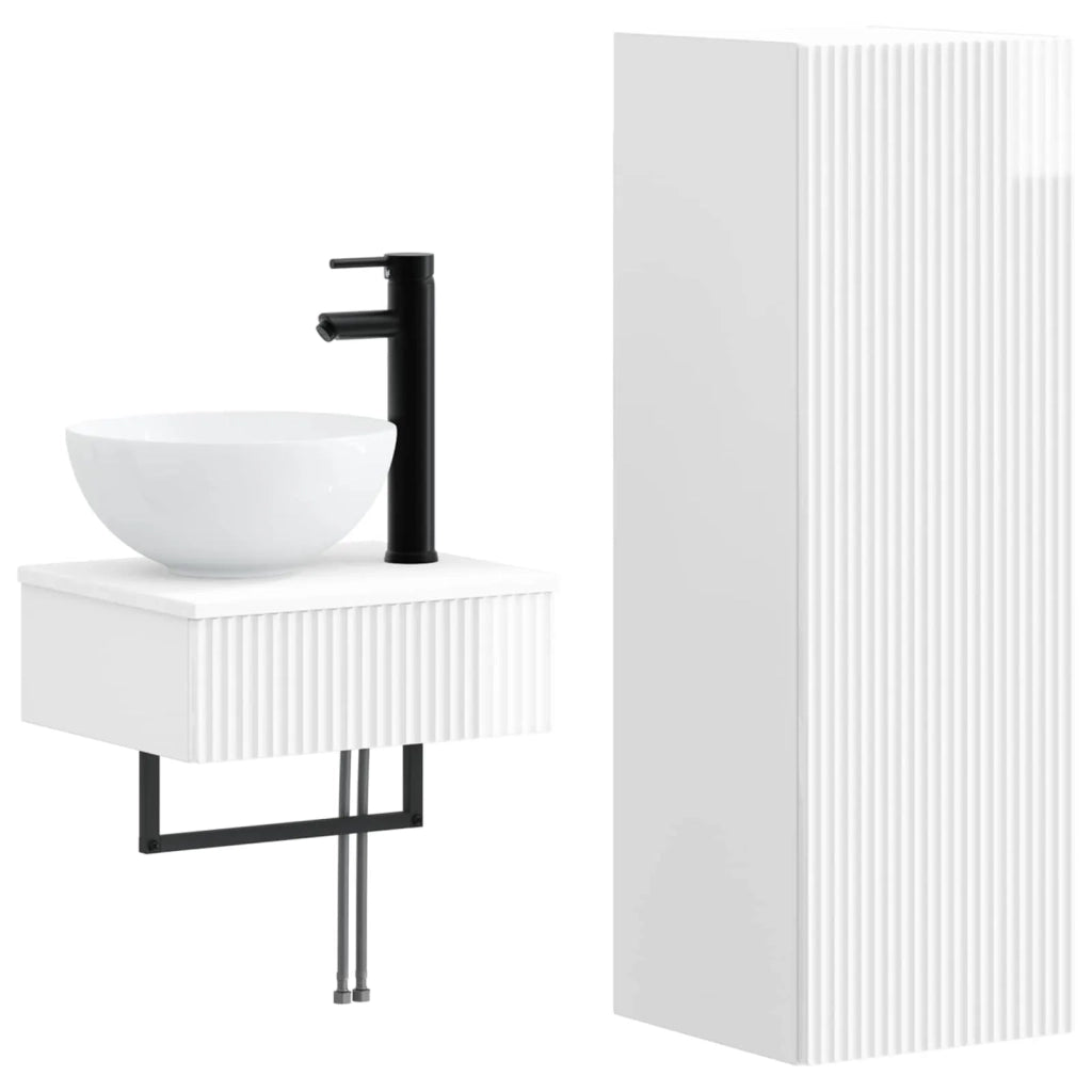 Set di mobili per il bagno 2 pz Bianco Lucido 3406097