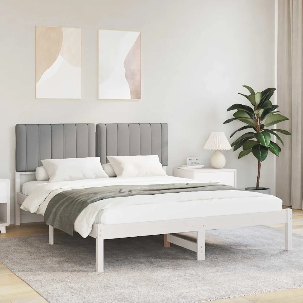 Letto con Testiera Rivestita Grigio chiaro 150 x 200 cm 878043